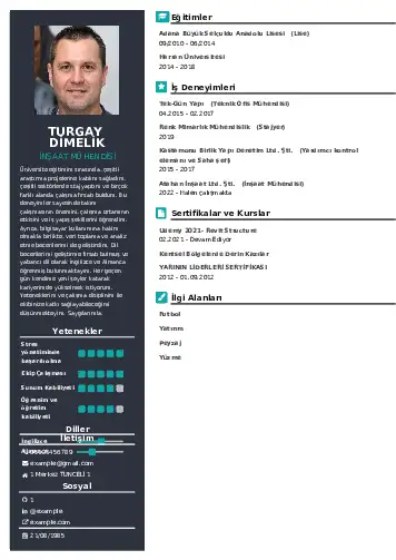 İnşaat Mühendisi Cv Örnekleri cv indir